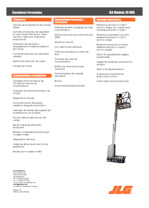 Enkele mast verticale hoogwerkers JLG 20MVL