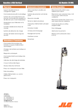 Enkele mast verticale hoogwerkers JLG 20MVL