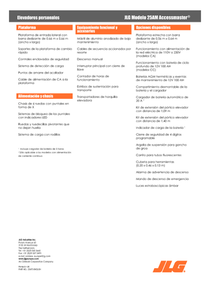 Enkele mast verticale hoogwerkers JLG 25AM