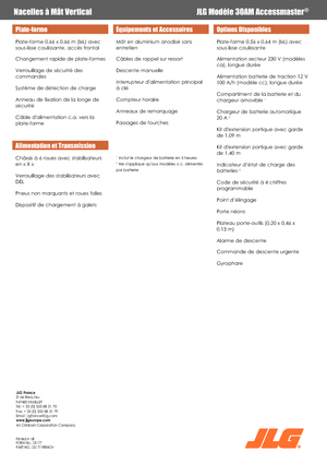 Enkele mast verticale hoogwerkers JLG 30AM