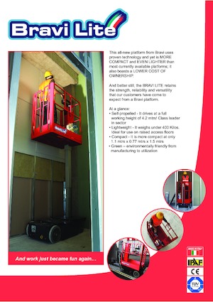 Enkele mast verticale hoogwerkers Bravi Bravi Lite