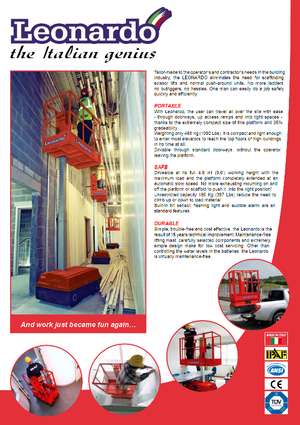 Enkele mast verticale hoogwerkers Bravi Leonardo Outdoor