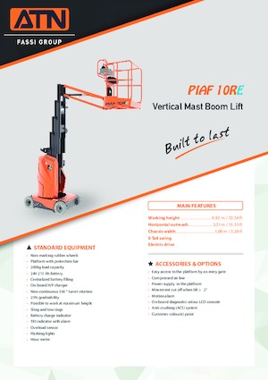 Enkele mast verticale hoogwerkers ATN PIAF 10RE