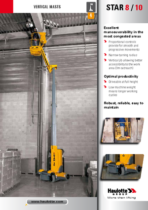 Enkele mast verticale hoogwerkers Haulotte Star 10 NT