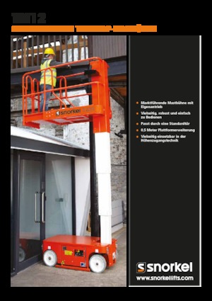 Enkele mast verticale hoogwerkers Snorkel TM12