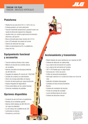 Enkele mast verticale hoogwerkers JLG-Toucan Toucan 12E Plus