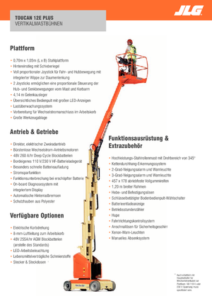 Enkele mast verticale hoogwerkers JLG-Toucan Toucan 12E Plus