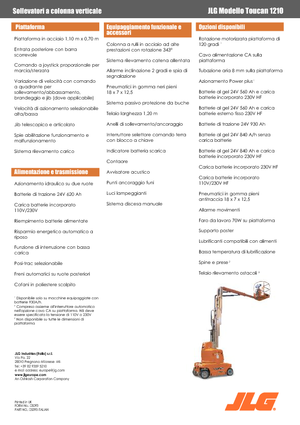 Enkele mast verticale hoogwerkers JLG-Toucan Toucan 1210