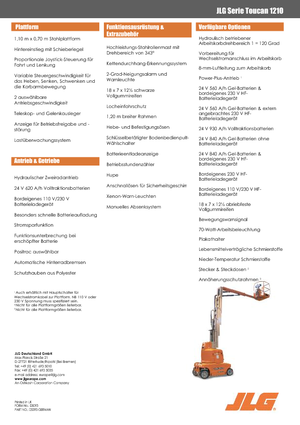 Enkele mast verticale hoogwerkers JLG-Toucan Toucan 1210