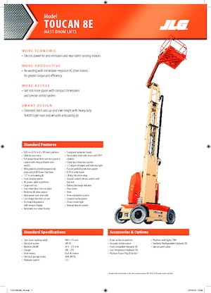 Enkele mast verticale hoogwerkers JLG-Toucan Toucan 8E