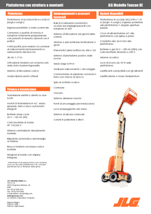 Enkele mast verticale hoogwerkers JLG-Toucan Toucan 8 E