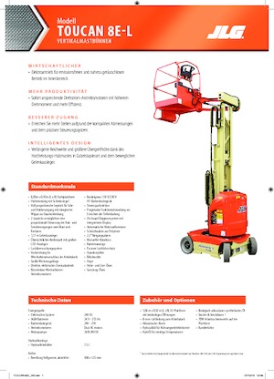 Enkele mast verticale hoogwerkers JLG-Toucan Toucan 8E-L