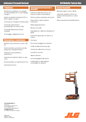 Enkele mast verticale hoogwerkers JLG-Toucan Toucan-DUO