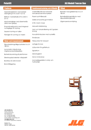 Enkele mast verticale hoogwerkers JLG-Toucan Toucan-DUO