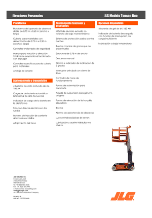 Enkele mast verticale hoogwerkers JLG-Toucan Toucan-DUO
