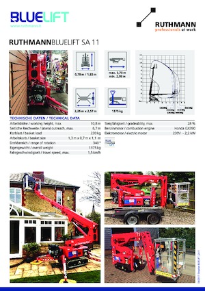 Knikarmhoogwerkers op rupsbanden Ruthmann BLUELIFT SA 11