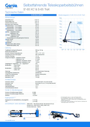 Telescoophoogwerkers op wielen Genie S-65 XC