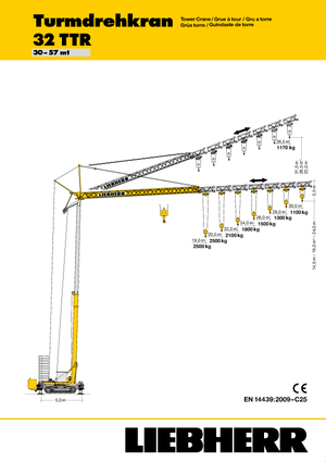 Vrachtwagentorenkraan - Trolley-arm - Onder draaiend Liebherr 32 TTR (FU)