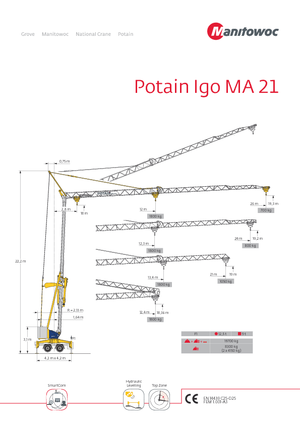 Torenkranen - Trolley-arm - Onder draaiend Potain IGO MA 21