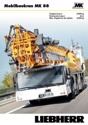 Vrachtwagentorenkraan - Trolley-arm - Onder draaiend Liebherr MK 88