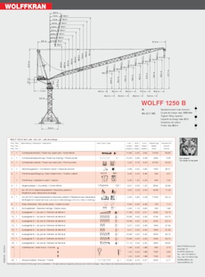 Torenkranen - Beweegbare arm - Boven draaiend Wolffkran 1250 B