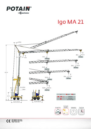 Torenkranen - Trolley-arm - Onder draaiend Potain Igo MA 21