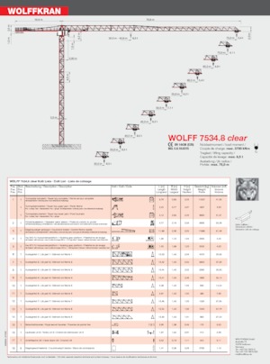 Torenkranen - Trolley-arm - Boven draaiend Wolffkran 7534.8 clear