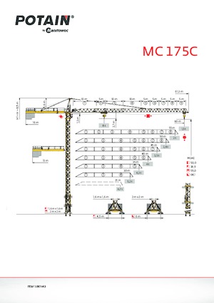 Torenkranen - Trolley-arm - Boven draaiend Potain MC 175C