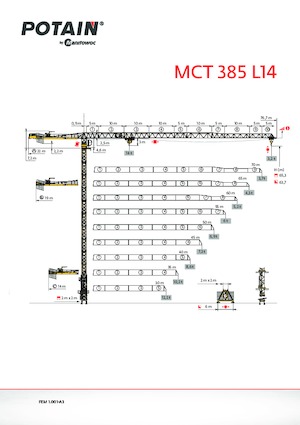 Torenkranen - Trolley-arm - Boven draaiend Potain MCT 385 L14