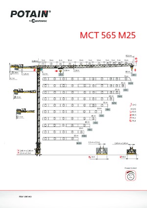 Torenkranen - Trolley-arm - Boven draaiend Potain MCT 565 M25