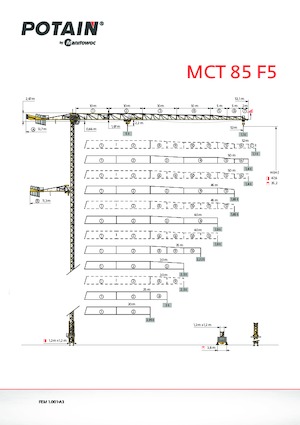 Torenkranen - Trolley-arm - Boven draaiend Potain MCT 85 F5