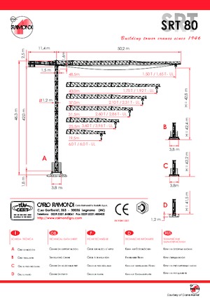 Torenkranen - Trolley-arm - Boven draaiend Raimondi SRT 80