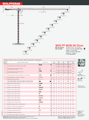 Torenkranen - Trolley-arm - Boven draaiend Wolffkran 8038.20 Clear