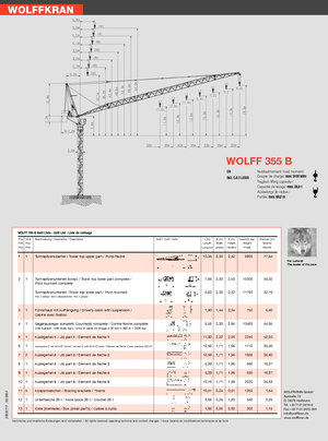 Torenkranen - Beweegbare arm - Boven draaiend Wolffkran 355 B