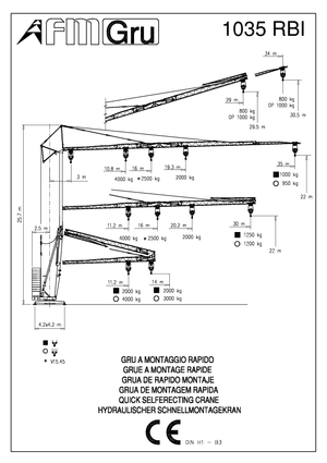 Torenkranen - Trolley-arm - Onder draaiend FM-Gru 1035 RBI