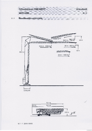 Torenkranen - Trolley-arm - Onder draaiend Pekazett 2210 HSM