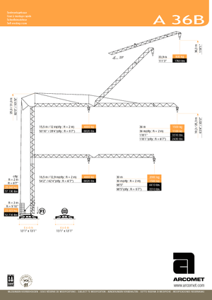 Torenkranen - Trolley-arm - Onder draaiend Arcomet A 36 B