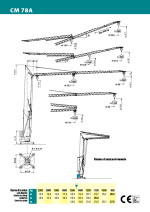 Torenkranen - Trolley-arm - Onder draaiend Cattaneo CM 78 A