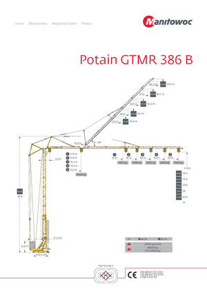 Torenkranen - Trolley-arm - Onder draaiend Potain GTMR 386 B