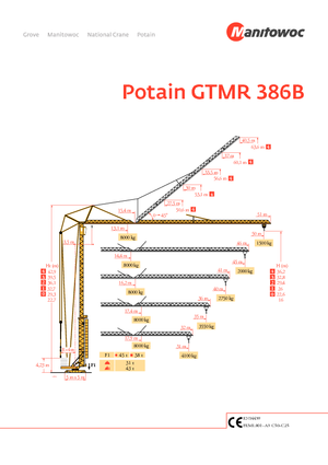 Torenkranen - Trolley-arm - Onder draaiend Potain GTMR 386 B