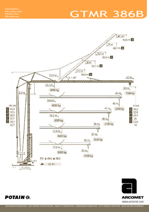 Torenkranen - Trolley-arm - Onder draaiend Potain GTMR 386 B