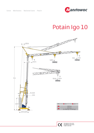 Torenkranen - Trolley-arm - Onder draaiend Potain IGO 10 (1,6m)