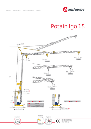 Torenkranen - Trolley-arm - Onder draaiend Potain IGO 15 (1,75m)