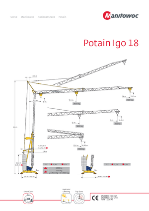 Torenkranen - Trolley-arm - Onder draaiend Potain IGO 18