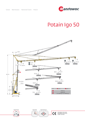 Torenkranen - Trolley-arm - Onder draaiend Potain IGO 50