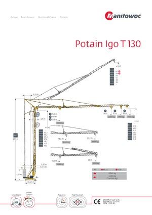 Torenkranen - Trolley-arm - Onder draaiend Potain IGO T 130