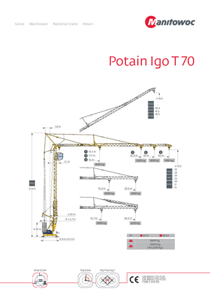 Torenkranen - Trolley-arm - Onder draaiend Potain IGO T 70