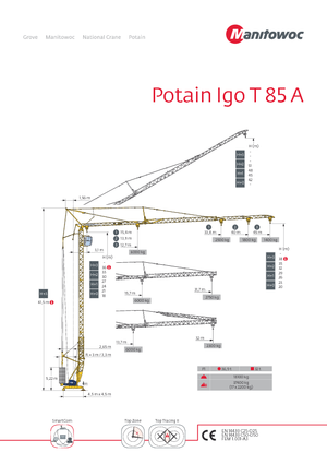 Torenkranen - Trolley-arm - Onder draaiend Potain IGO T 85