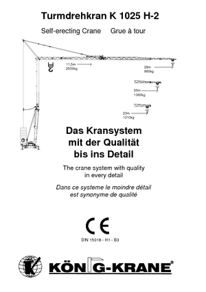 Torenkranen - Trolley-arm - Onder draaiend König K 1025 H 2