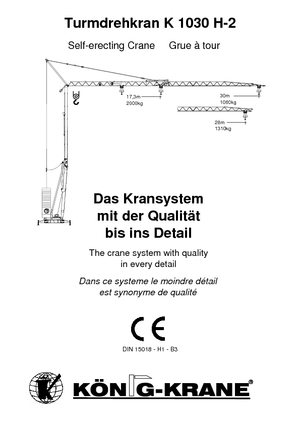 Torenkranen - Trolley-arm - Onder draaiend König K 1030 H 2